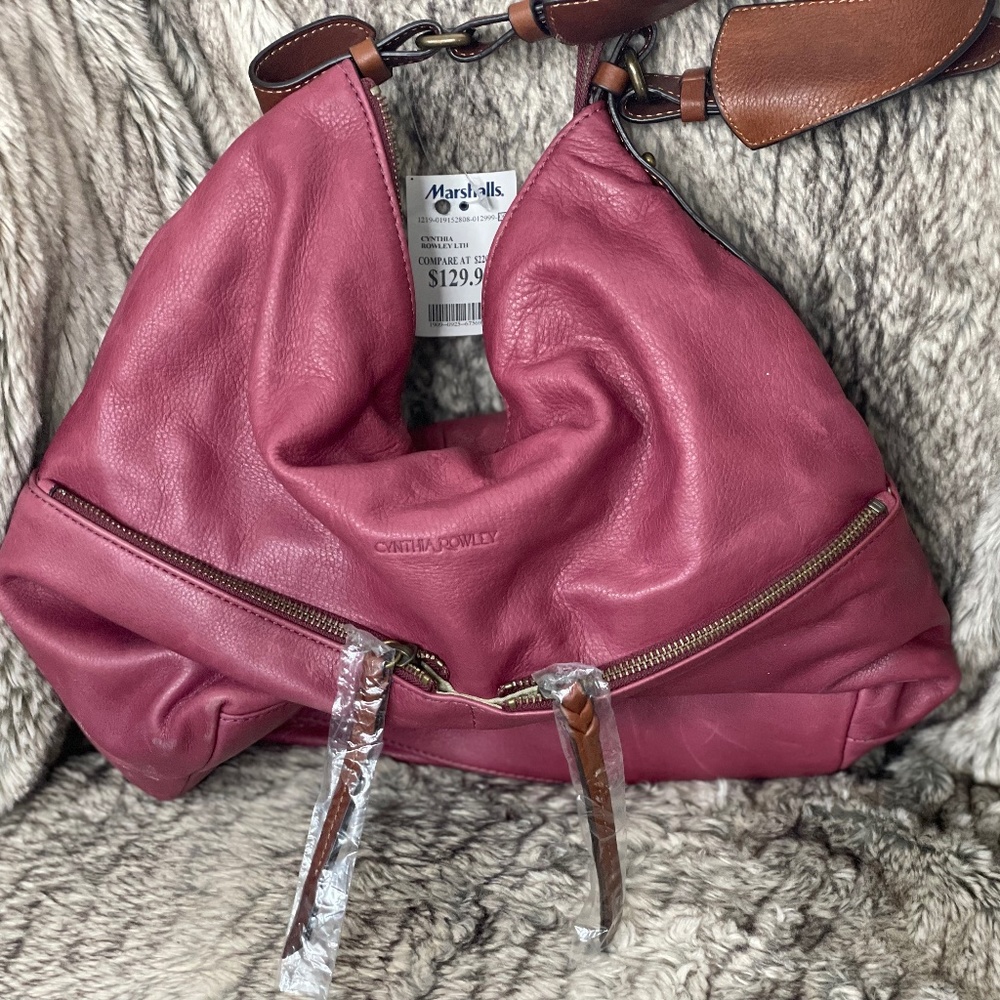 Cynthia Rowley Shoulder Women Bag, Soft Magenta & Brown Straps